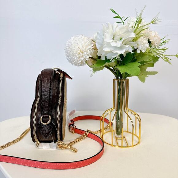 Coach CK523 Heart Crossbody In Signature Canvas With Heart IN Light Khaki Multi - Picture 4 of 8